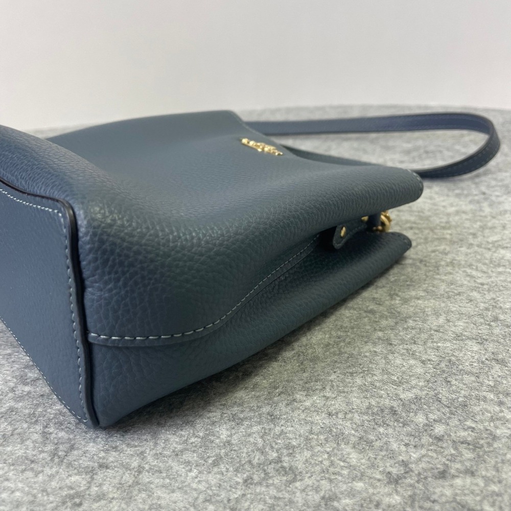Coach Mollie Bucket Bag 22 Blue Pebble Leather Crossbody C7266 - Picture 10 of 16